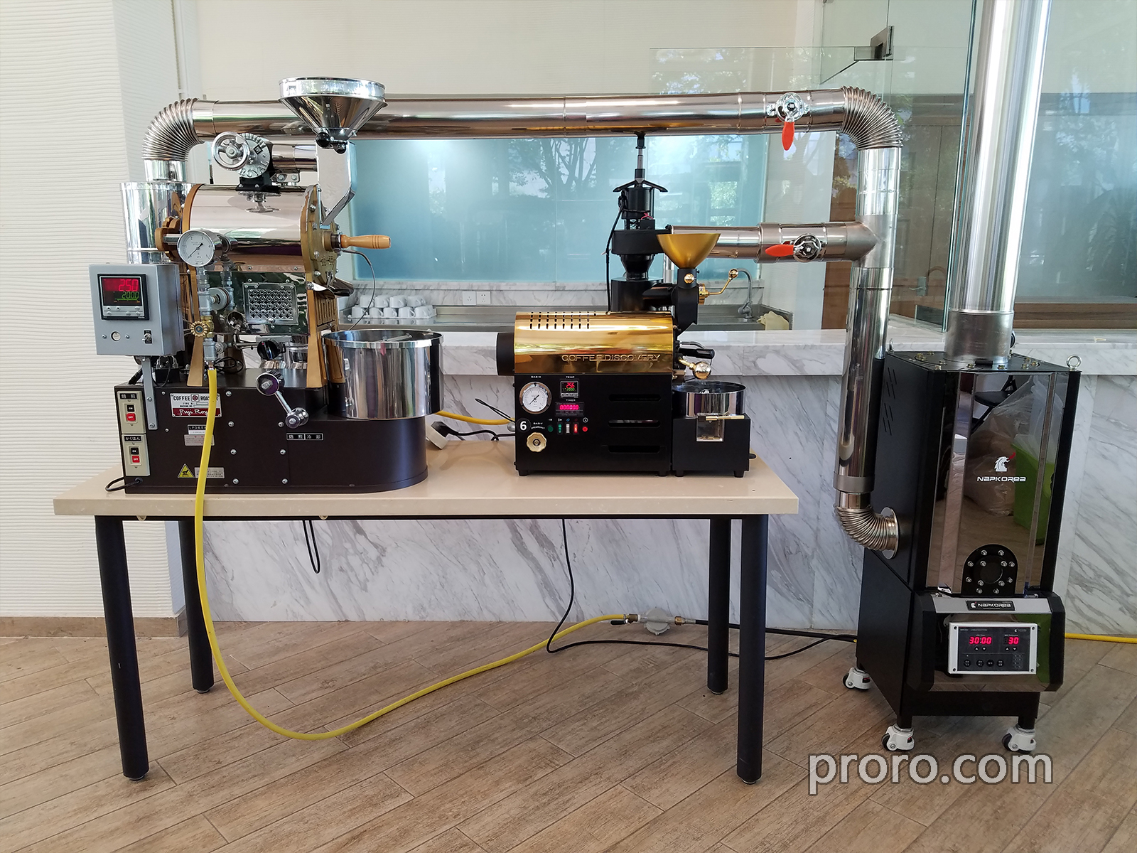 FUJIROYAL 富士皇家 1公斤 DISCOVERY咖啡烘焙机 并联方式 安装 后燃机 案例