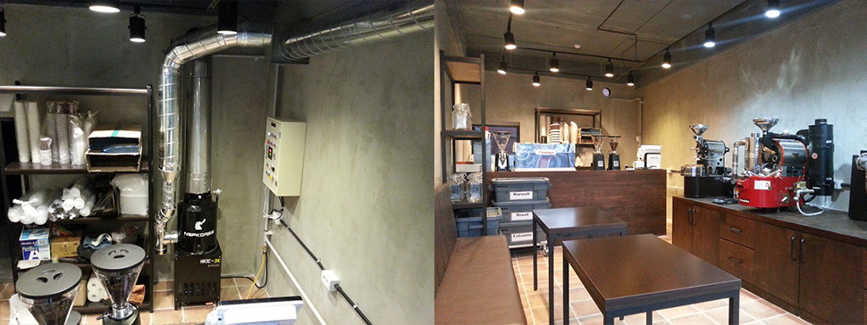 TOPER 咖啡烘焙机 除烟消味 后燃机 安装案例 - Kong & lee roasting factory咖啡店
