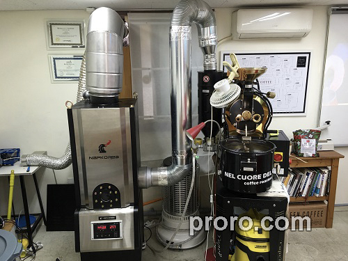 TOPER 咖啡烘焙机 除烟消味 后燃机 安装案例 - Nelkoure Dell Coffee咖啡店。